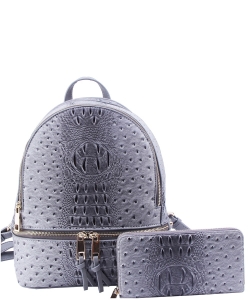 Ostrich Croc 2-in-1 Backpack OS1062W GRAY
